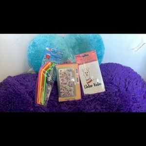 Phone case, washable straws, unicorn decal